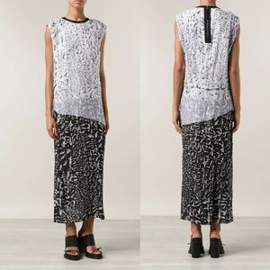 Helmut Lang Annex Print Silk Maxi Dress Size 6 MSRP $725